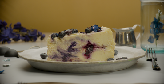 Blueberry white chocolate Basque Slice Cheesecake
