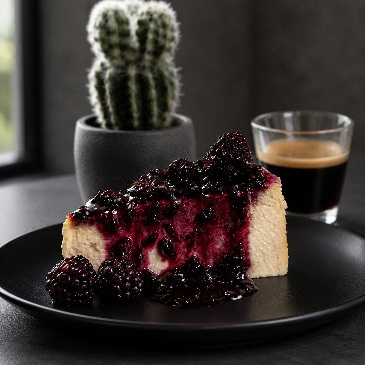 Tarta de queso con mora