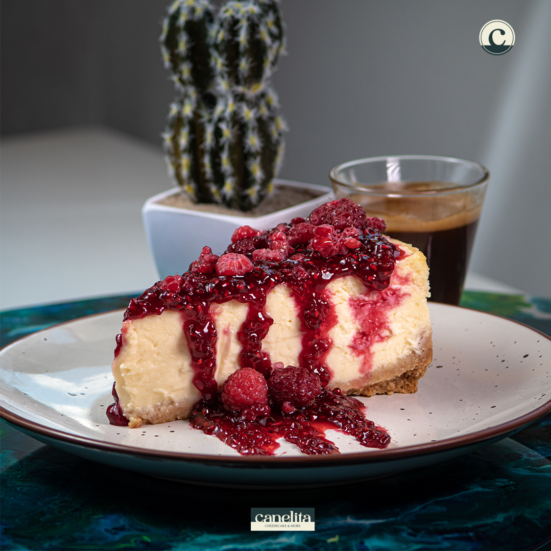 Raspberry slice cheesecake