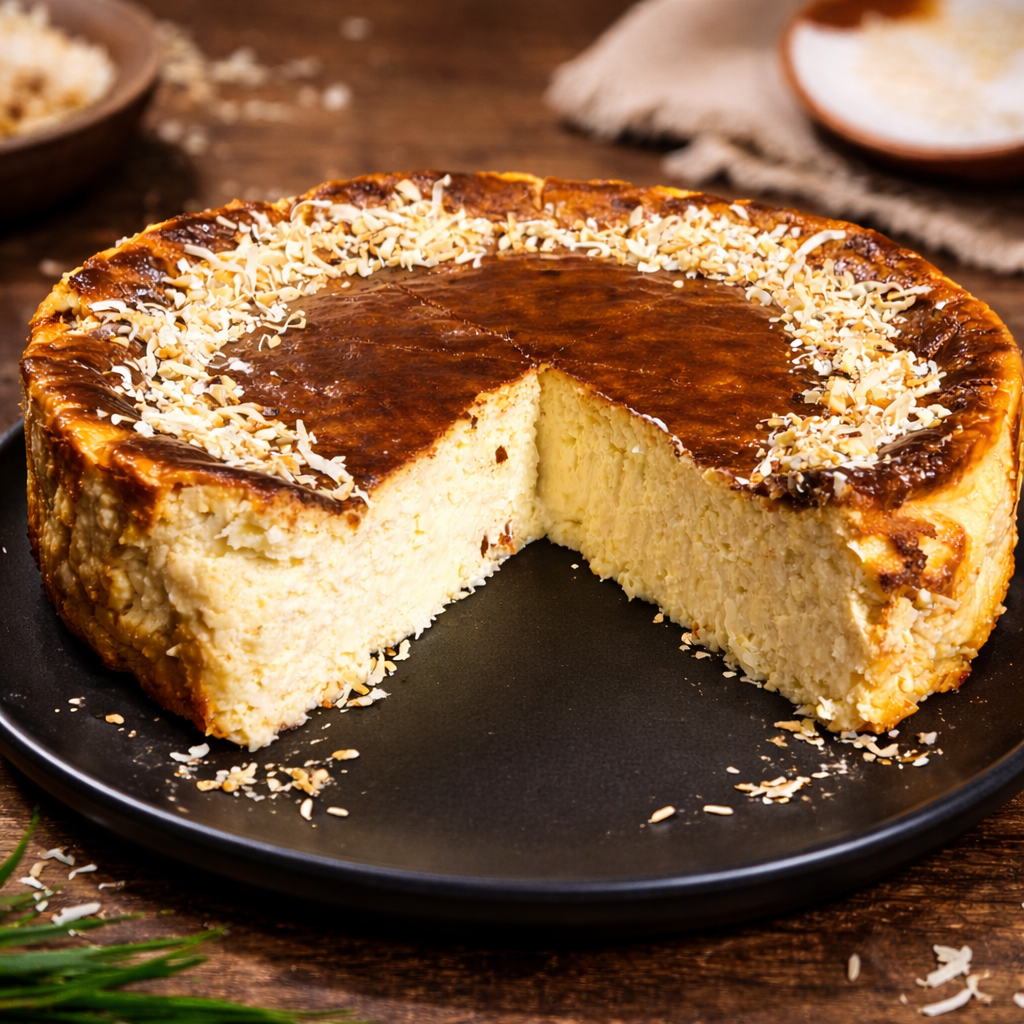 Tarta de queso vasca de coco entero