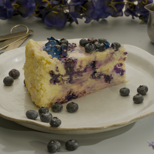 Blueberry white chocolate Basque Slice Cheesecake