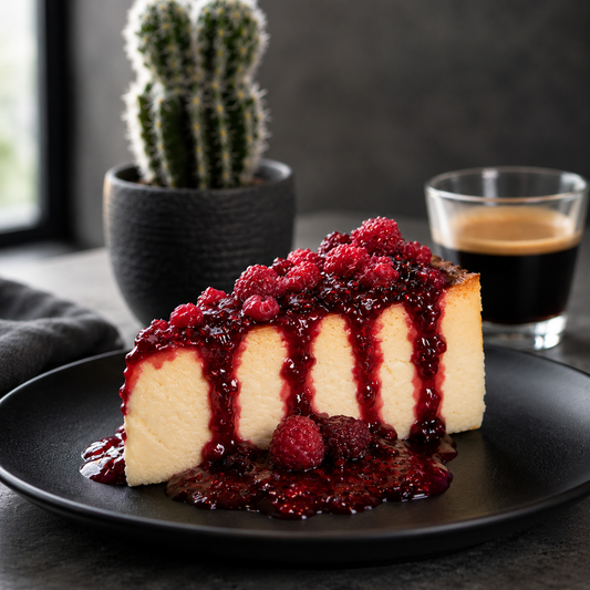 Tarta de queso con frambuesa