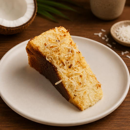 Tarta de queso vasca de coco en porciones