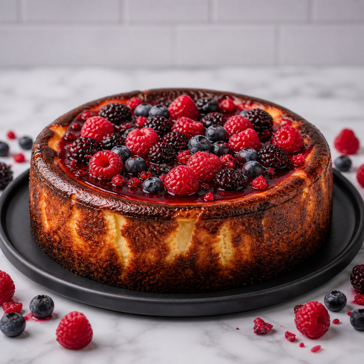 Tarta de queso de frutos rojos entera