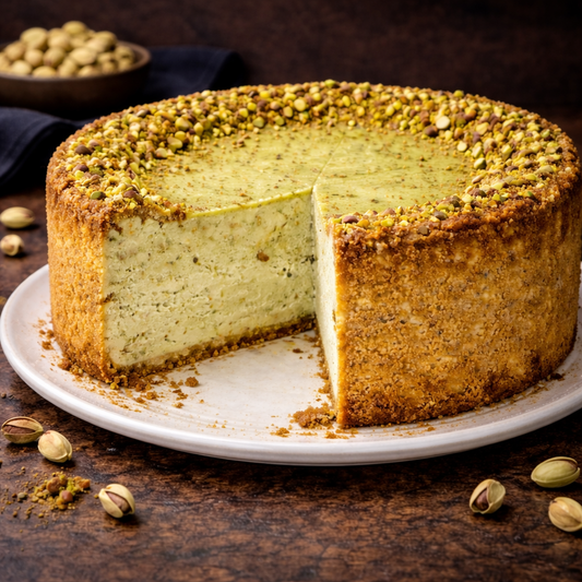 Tarta de queso vasca de pistacho entero