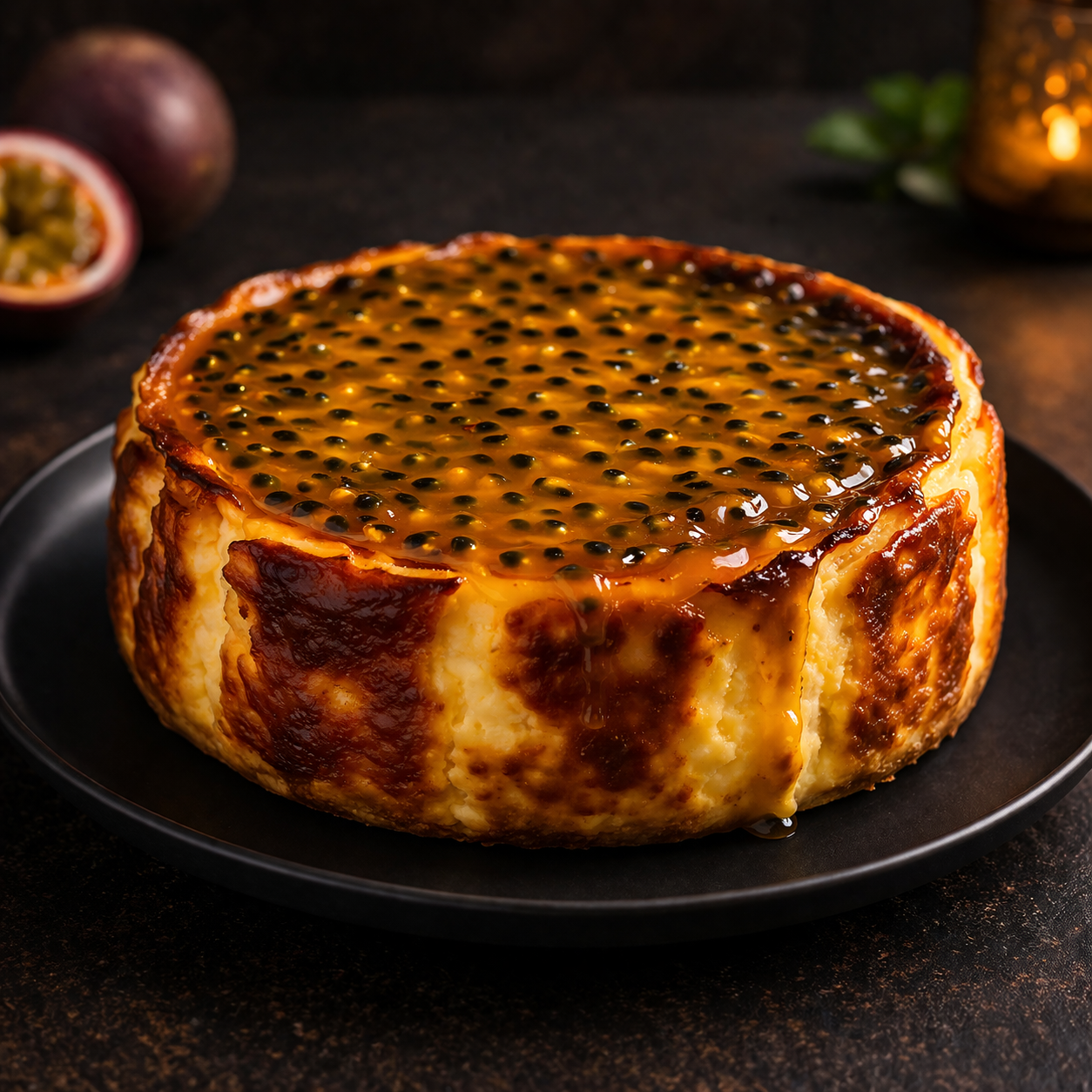Tarta de queso de maracuyá entera