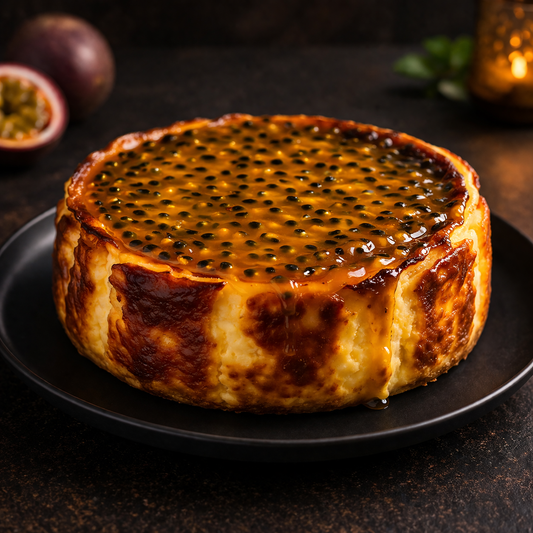 Tarta de queso de maracuyá entera